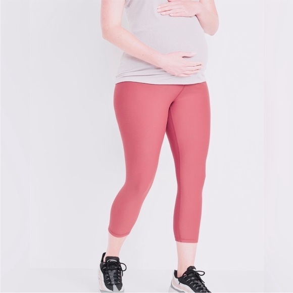 NWT! BLUSH PINK MATERNITY FULL PANNEL POWERSOFT LEGGINGS- SIZE XL 🏋️ - Picture 1 of 3